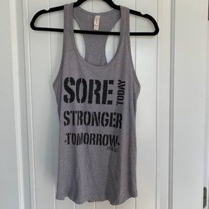 Fitness Tee Sore Today Stronger Tomorrow Tank Top Grey Large